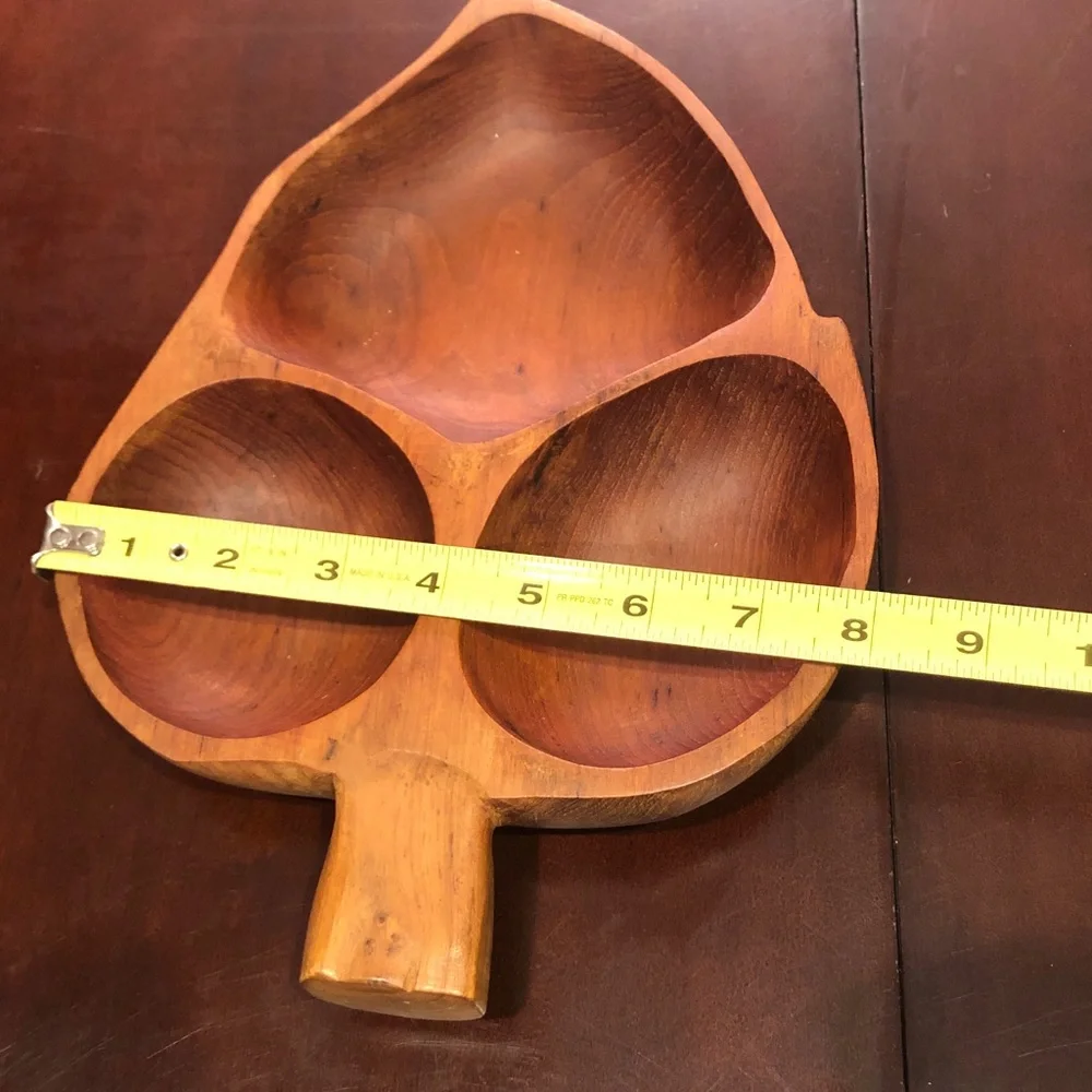 MCM Wood of the World Hand Carved Wood Leaf Tray - Picture 11 of 12